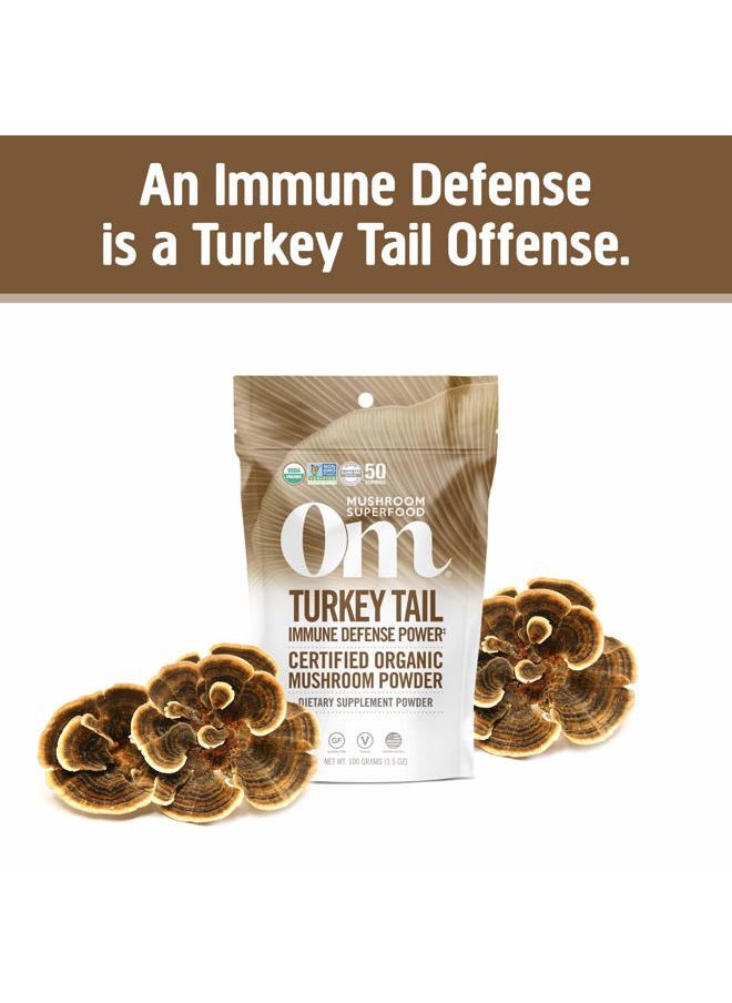 OM - Turkey Tail Organic Mushroom Powder, 3.5 Ounce, 50 Servings, Immune Support, Polysacchrides, Beta-Glucans, Gut Health & Holistic Defense Mushroom Supplement - Image 1