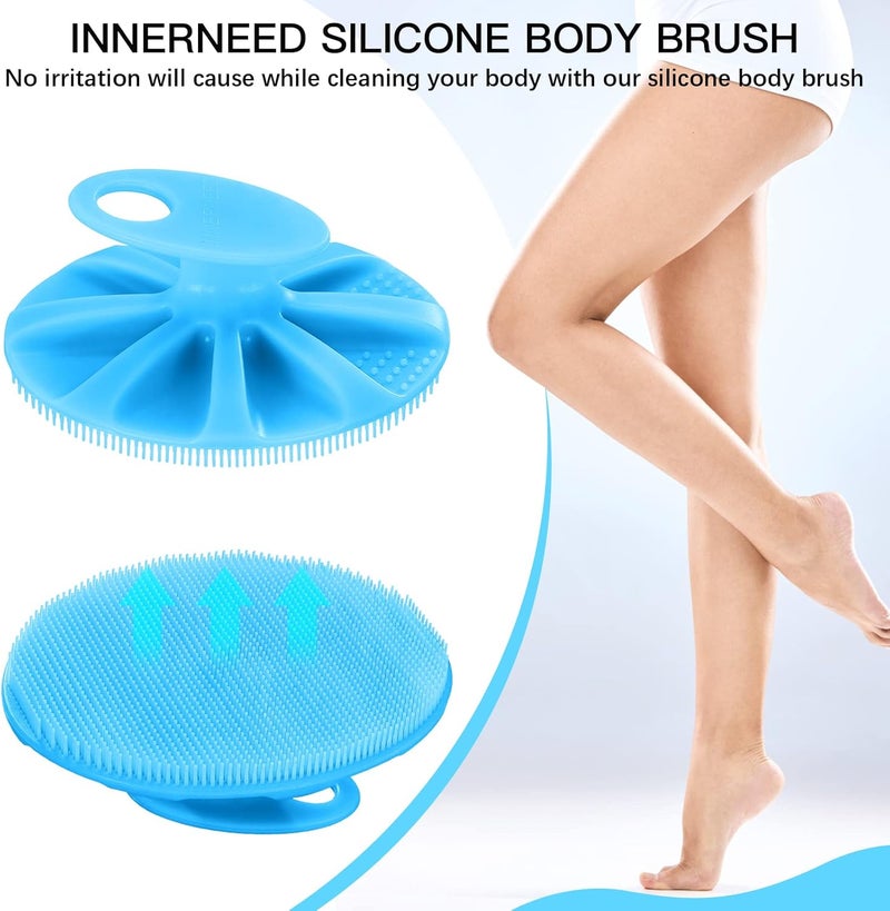 Innerneed Food-Grade Soft Silicone Body Cleansing Brush Shower Scrubber, Gentle Exfoliating and Massage for All Kinds of Skin (Blue) - Image 3