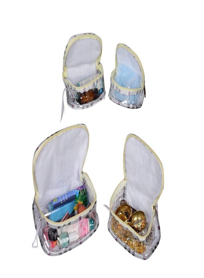 SuneshCreation Sunesh Creation Makeup Pouches Necklace Earrings Cosmetic Vanity Storage Box Jewellery Organizer Toiletry Organizer Pouch for Women (Multicolour) Set of 4 - Image 2