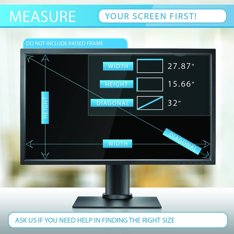 EZ-Pro Screen Protector Privacy Screen Filter for 32 Inches (Monitor Screen Measured Diagonally) Desktop Computer Monitor with Aspect Ratio 16:09. Screen Protector Size is 27.87 inch Width x 15.66 inch Height - Image 5