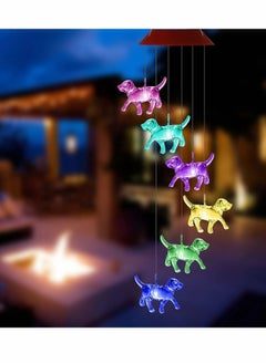Solar Wind Chimes, Transparent Dog Waterproof LED Color Changing Chime Light for Home Party Yard Garden Decor, Gifts Birthday Night Hanging Decoration