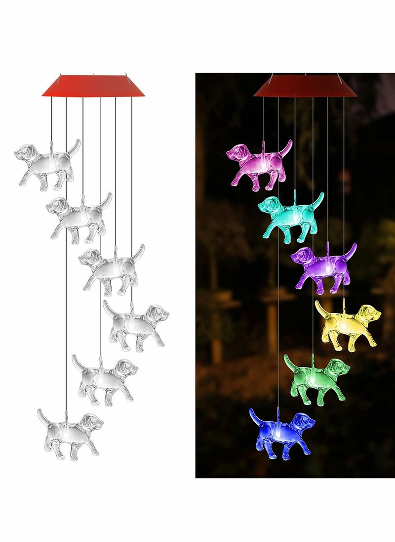 SYOSI - Solar Wind Chimes, Transparent Dog Waterproof LED Color Changing Chime Light for Home Party Yard Garden Decor, Gifts Birthday Night Hanging Decoration - Image 1