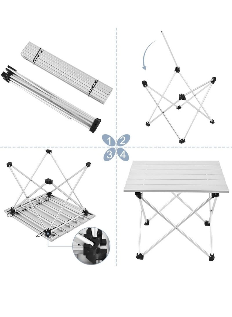 Loquat Large Folding Camping Table with Aluminum Table Top, Beach Table for Sand with Carrying Bag,Prefect for Outdoor, Picnic, BBQ, Cooking, Festival (White) - Image 4