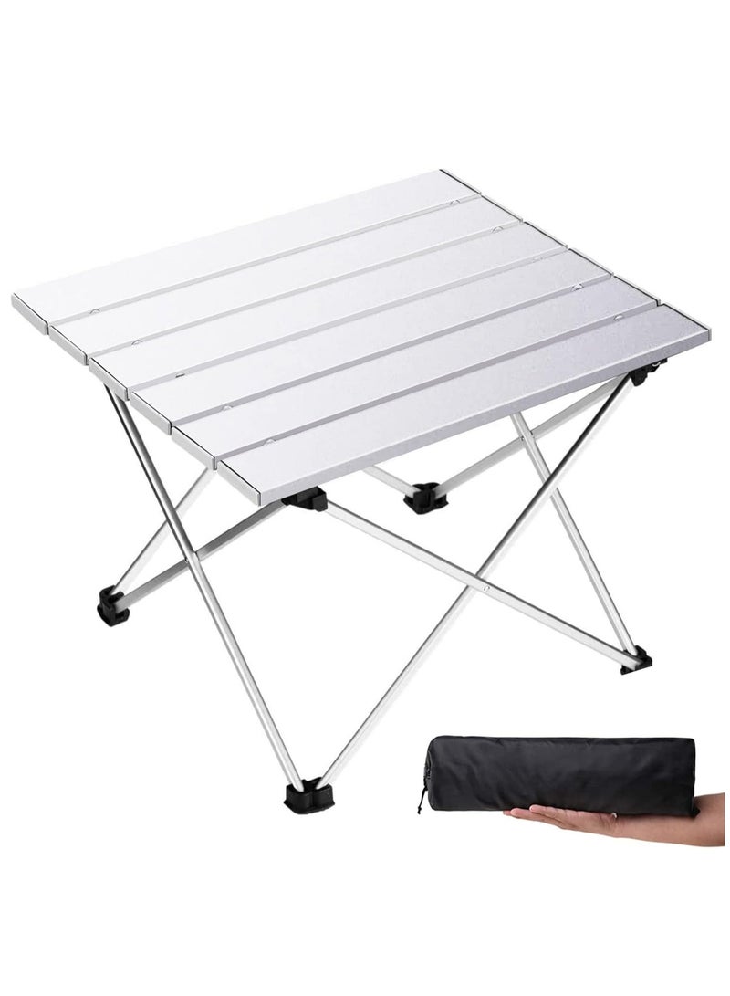 Loquat Large Folding Camping Table with Aluminum Table Top, Beach Table for Sand with Carrying Bag,Prefect for Outdoor, Picnic, BBQ, Cooking, Festival (White) - Image 1