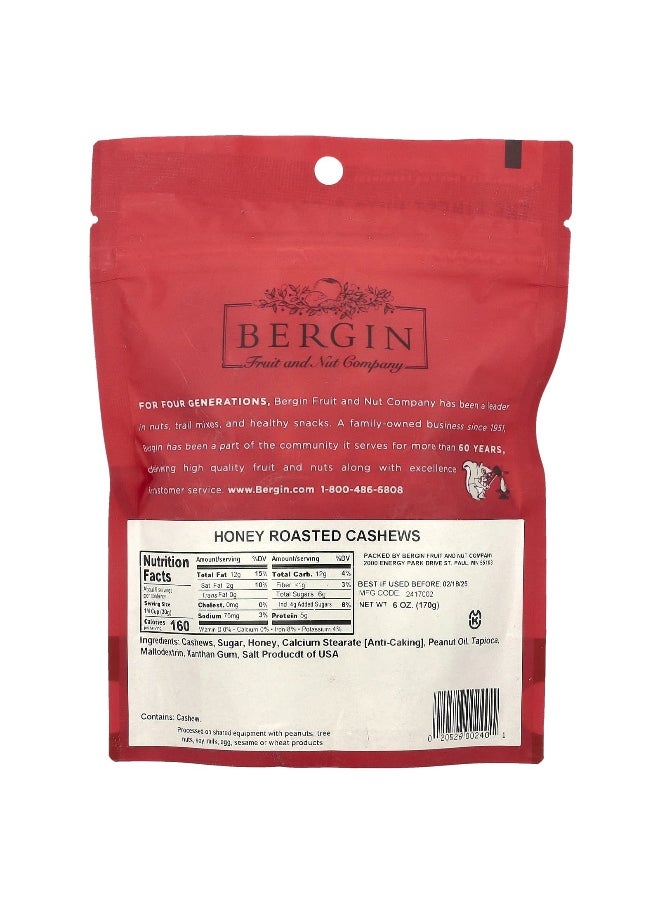 Bergin Fruit and Nut Company Bergin Fruit and Nut Company, Honey Roasted Cashews, 6 oz (170 g)  - Image 2
