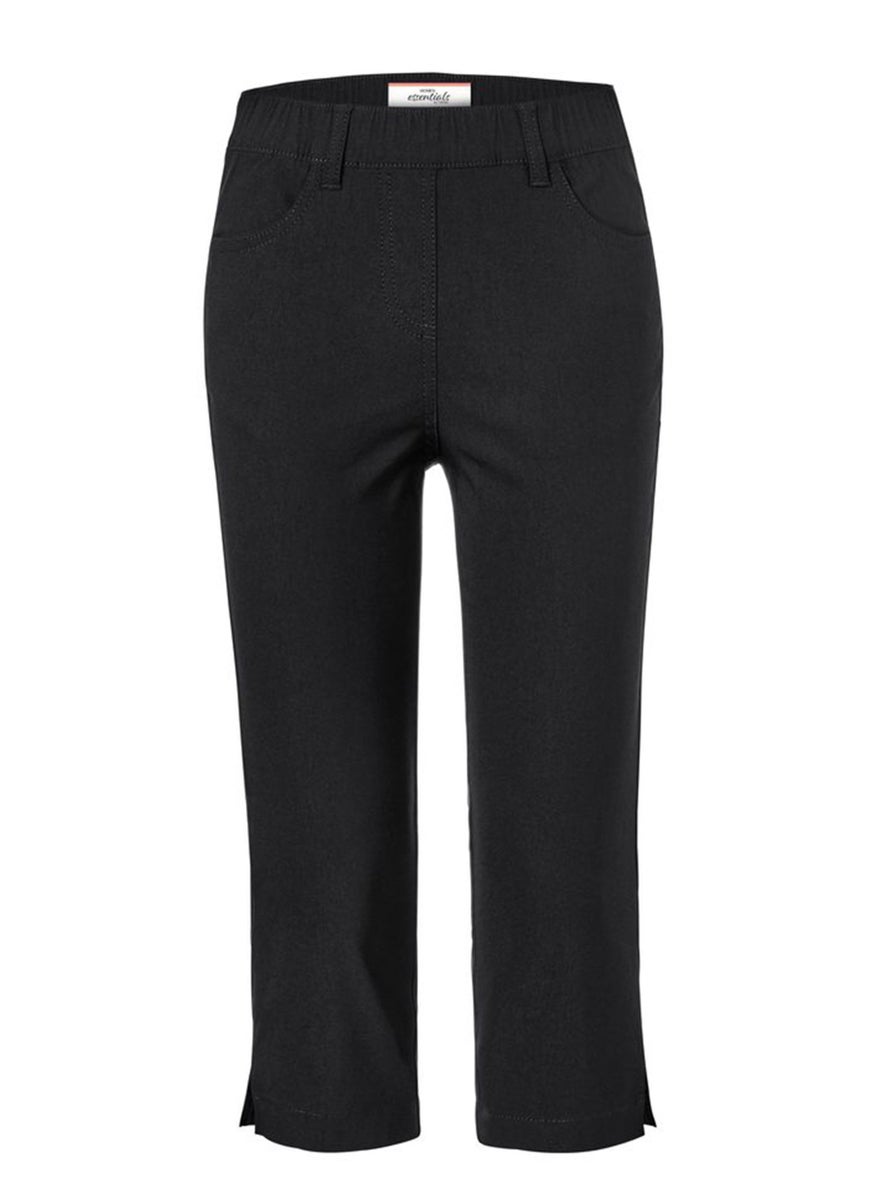 Tchibo Women Slim Fit Plain 3/4 Capri Pants, Black  - Image 2