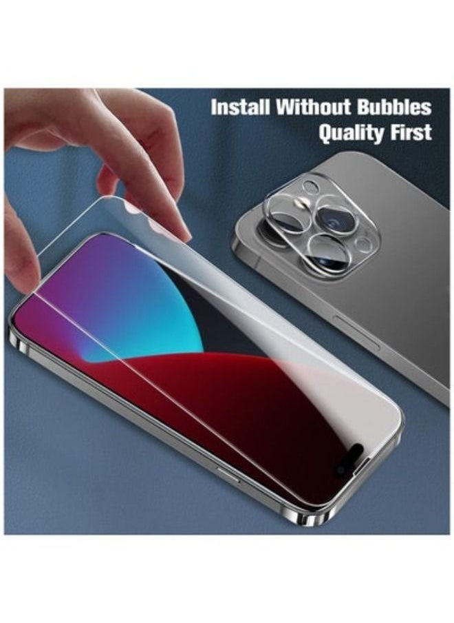 ACLIX - (2+2 Pack) Compatible With iPhone 14 Pro Max 6.7”HD Screen Protecto+2 Pack Camera Lens Protector,Touch Sensitive,Compatible With iPhone 14 Pro Max 9H Hardness Tempered Glass Screen Protector - Image 1