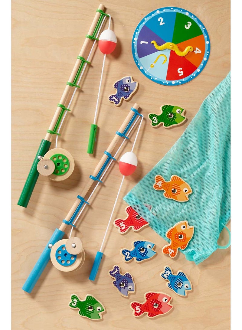 Melissa & Doug Catch & Count Wooden Fishing Game With 2 Magnetic Rods – Magnetic Rod Educational Toy for Toddlers - Image 2
