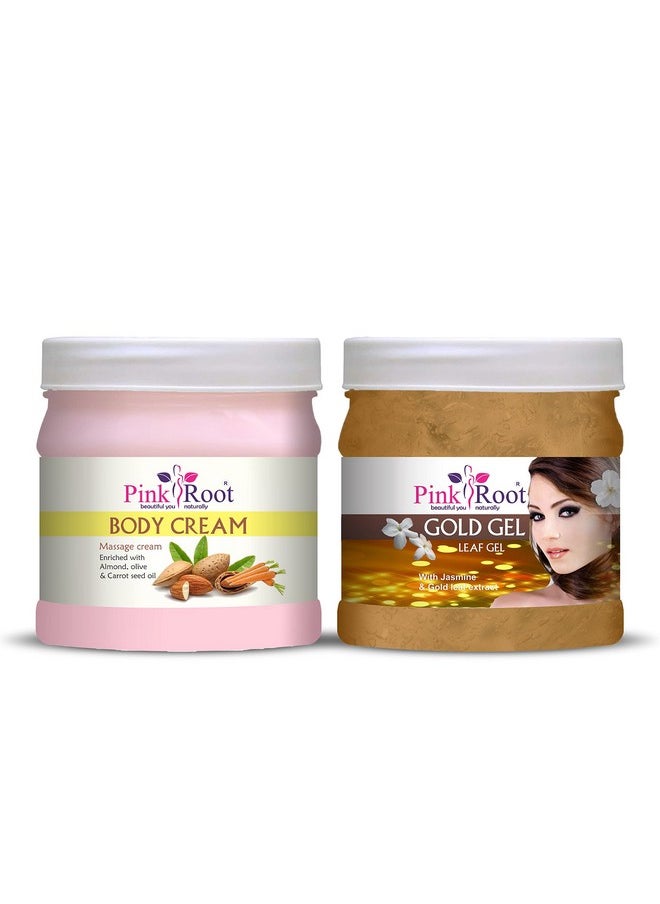Pink Root - Gold Gel 500Gm With Body Massage Cream 500Gm - Image 1
