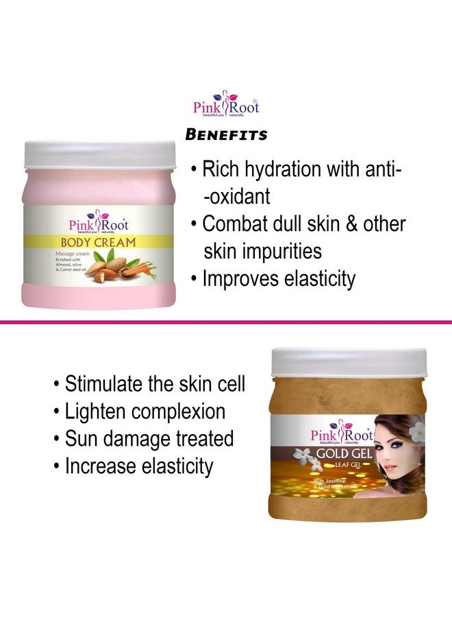 Pink Root - Gold Gel 500Gm With Body Massage Cream 500Gm - Image 1