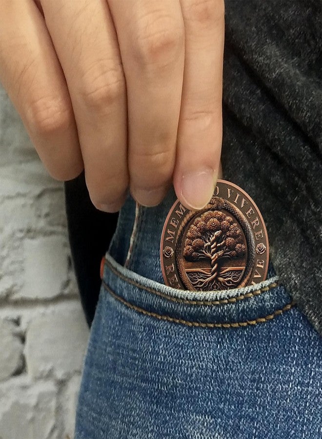 Imasoner Memento Mori Memento Vivere Coin with Skull & Tree of Life Design, Daily Stoic Reminder Token, EDC Inspirational Stoicism Coin for Daily Gifts - Image 5
