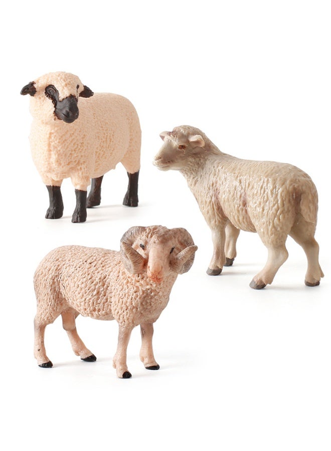 NIBEMINENT Realistic Farm Animal Models - Static Decor of Curved Horn Sheep, Ram, and Goat