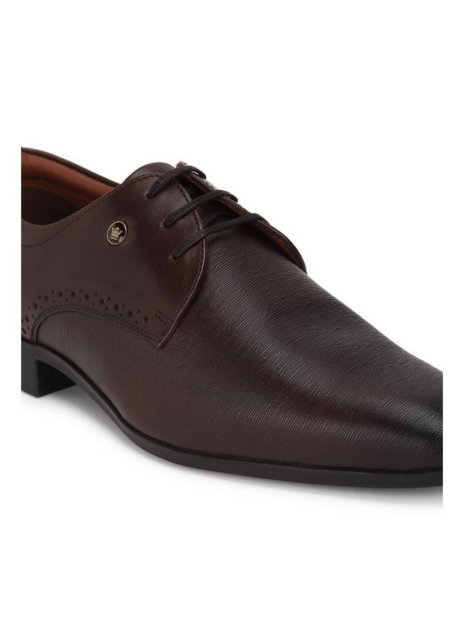 LOUIS PHILIPPE Louis Philippe Men Formal Brown Leather Derby Shoes  - Image 5