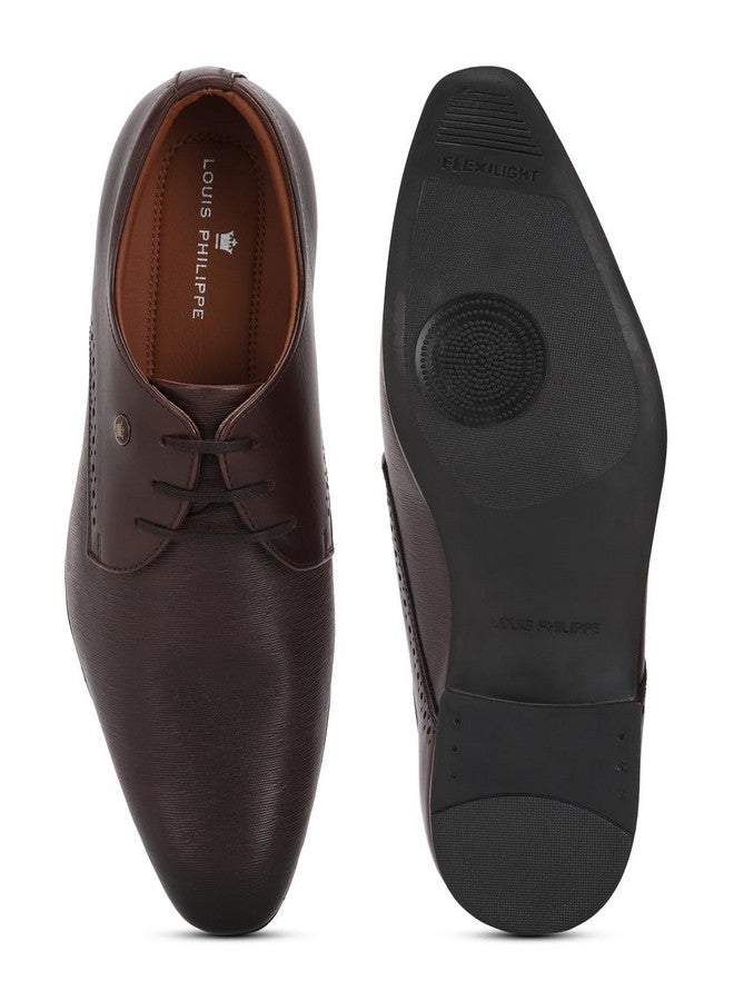 LOUIS PHILIPPE Louis Philippe Men Formal Brown Leather Derby Shoes  - Image 4