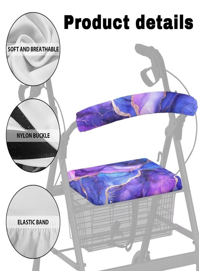 Gomyblomy Seat Cover for Rollator Walkers for Seniors Purple Marble Universal Rollator Walker Seat and Backrest Covers Dust Proof Seat Covers for Rollator Walker Accessories - Image 5
