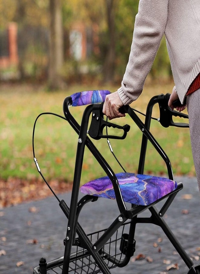 Gomyblomy Seat Cover for Rollator Walkers for Seniors Purple Marble Universal Rollator Walker Seat and Backrest Covers Dust Proof Seat Covers for Rollator Walker Accessories - Image 4