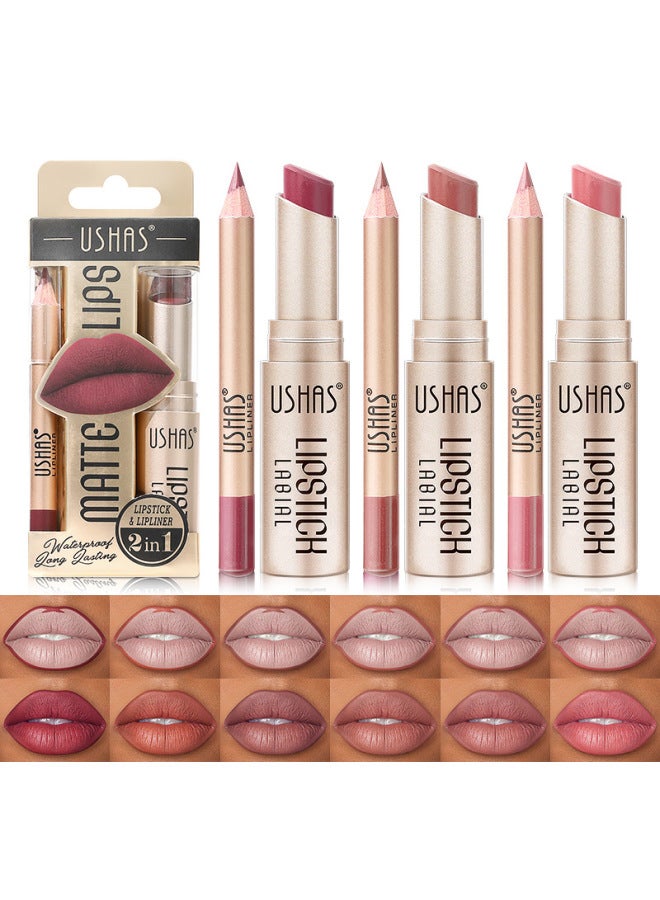 Ushas Lip Liner Set With Smudge-proof, Long-lasting, Waterproof Matte Lipstick, 12 Colors - Image 2