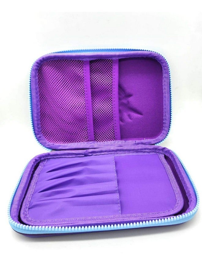 ShopNGift ShopNGift Premium Stylish Unicorn Furry Plush Large Capacity Hardtop EVA Pencil Case Organizer School Kids Girls Women Pen Holder Pouch Multipurpose (Purple) - Image 2