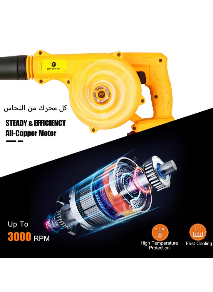 GearZone 21V Variable Speed electric Blower 10000RPM-31500RPM Blow and Suction with Collection Bag for Car Home Garden Outdoor Use-Orange Color  - Image 4