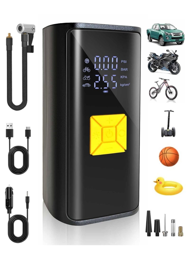 SUITU Tyre Inflator Portable Air Compressor Cordless  Bike Pump with Dual-screen LED Display, Car Tyres Pump  Air Pump for Cars, Motorcycles, Bikes, Balls，Auto Shut Off - Image 1
