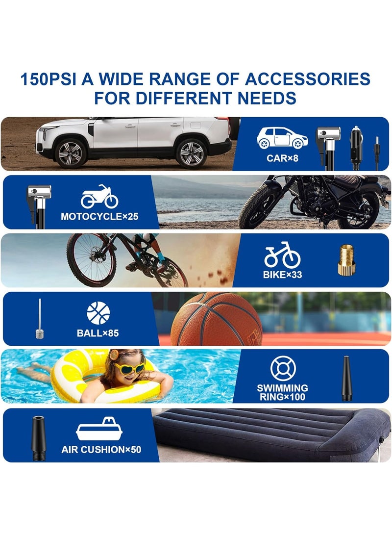 SUITU Tyre Inflator Portable Air Compressor Cordless  Bike Pump with Dual-screen LED Display, Car Tyres Pump  Air Pump for Cars, Motorcycles, Bikes, Balls，Auto Shut Off - Image 3