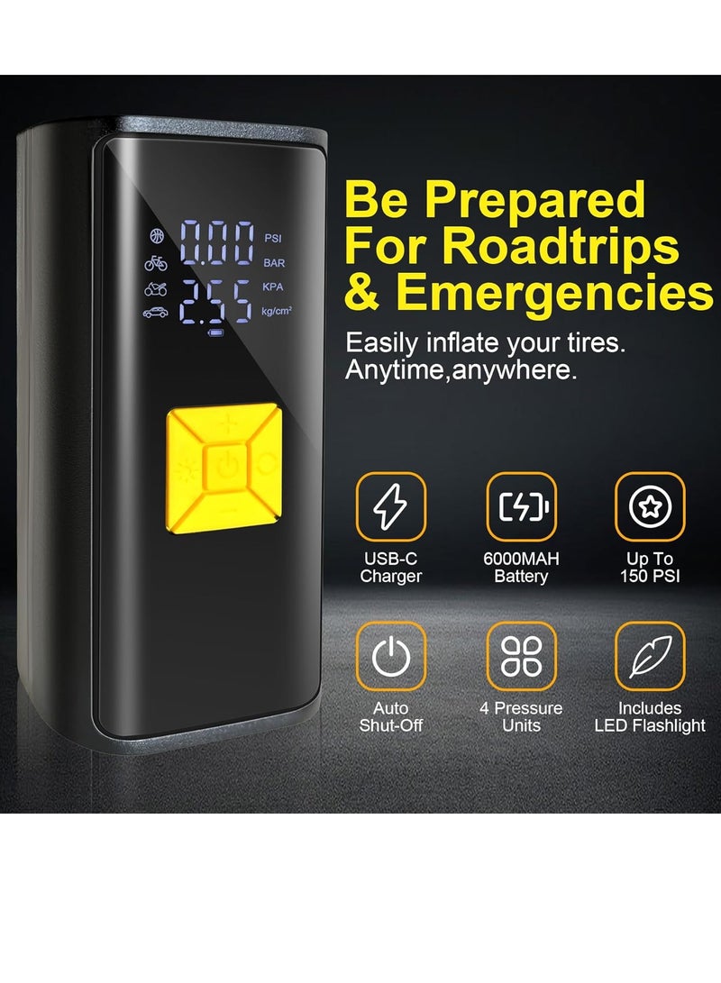 SUITU Tyre Inflator Portable Air Compressor Cordless  Bike Pump with Dual-screen LED Display, Car Tyres Pump  Air Pump for Cars, Motorcycles, Bikes, Balls，Auto Shut Off - Image 4