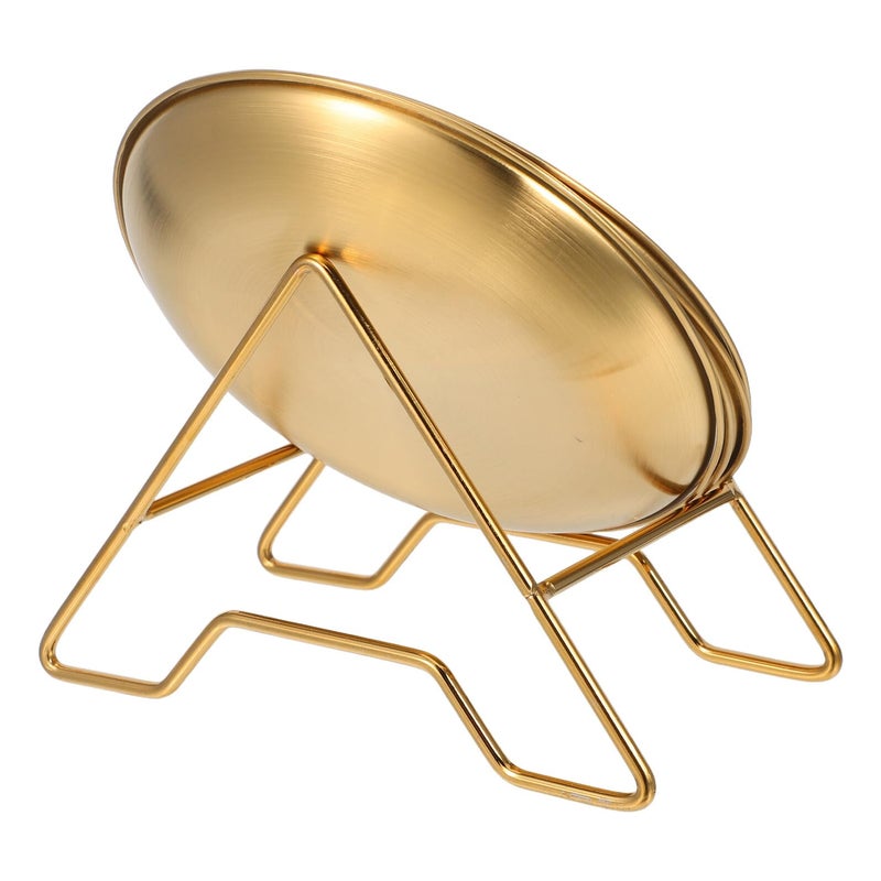 Stainless Steel Appetizer Plates Set with Stand 14cm Round 4pcs Serving Tray for Dessert Snack Kitchen Party - Image 2