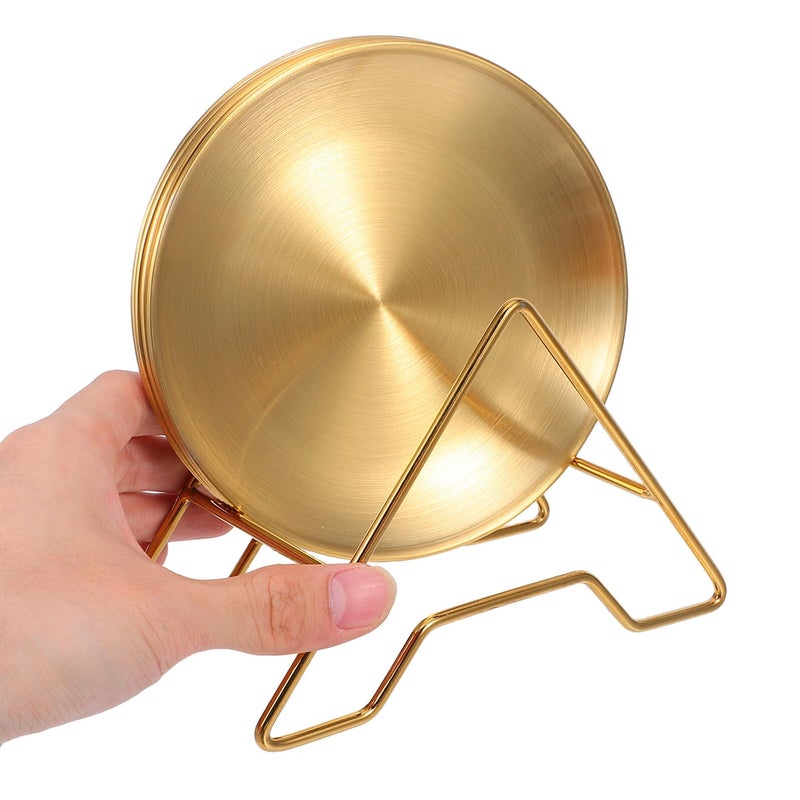 Stainless Steel Appetizer Plates Set with Stand 14cm Round 4pcs Serving Tray for Dessert Snack Kitchen Party - Image 4