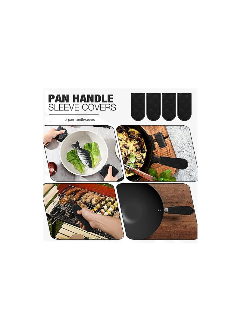 SYOSI Black Hot Handle Covers Gift Pan Handle Sleeve Covers Heat Resistant Cast Iron Handle Sleeve Machine Washable Handle Mitts for Kitchen Baking Cookware Craft Project for All Kinds of Cookware(5 Pack)  - Image 5