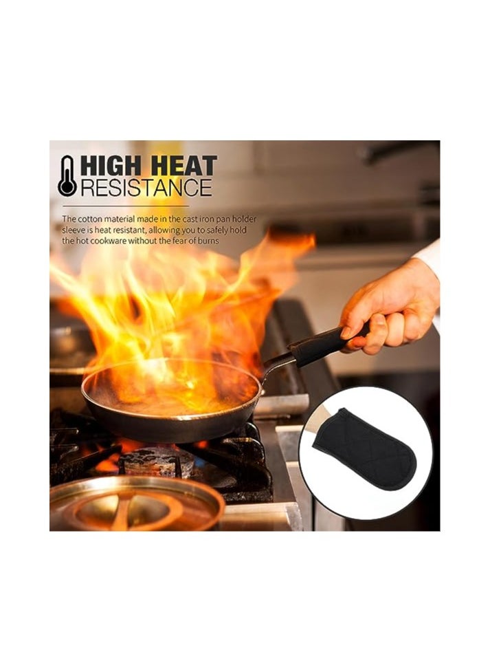 SYOSI Black Hot Handle Covers Gift Pan Handle Sleeve Covers Heat Resistant Cast Iron Handle Sleeve Machine Washable Handle Mitts for Kitchen Baking Cookware Craft Project for All Kinds of Cookware(5 Pack)  - Image 2