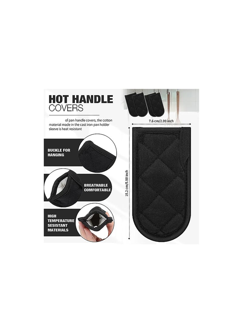 SYOSI Black Hot Handle Covers Gift Pan Handle Sleeve Covers Heat Resistant Cast Iron Handle Sleeve Machine Washable Handle Mitts for Kitchen Baking Cookware Craft Project for All Kinds of Cookware(5 Pack)  - Image 3