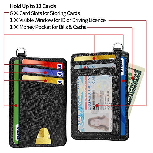 EcoVision Slim Minimalist Front Pocket Wallet, RFID Blocking Credit Card Holder Wallet with Detachable D-Shackle for Men Women - Image 5