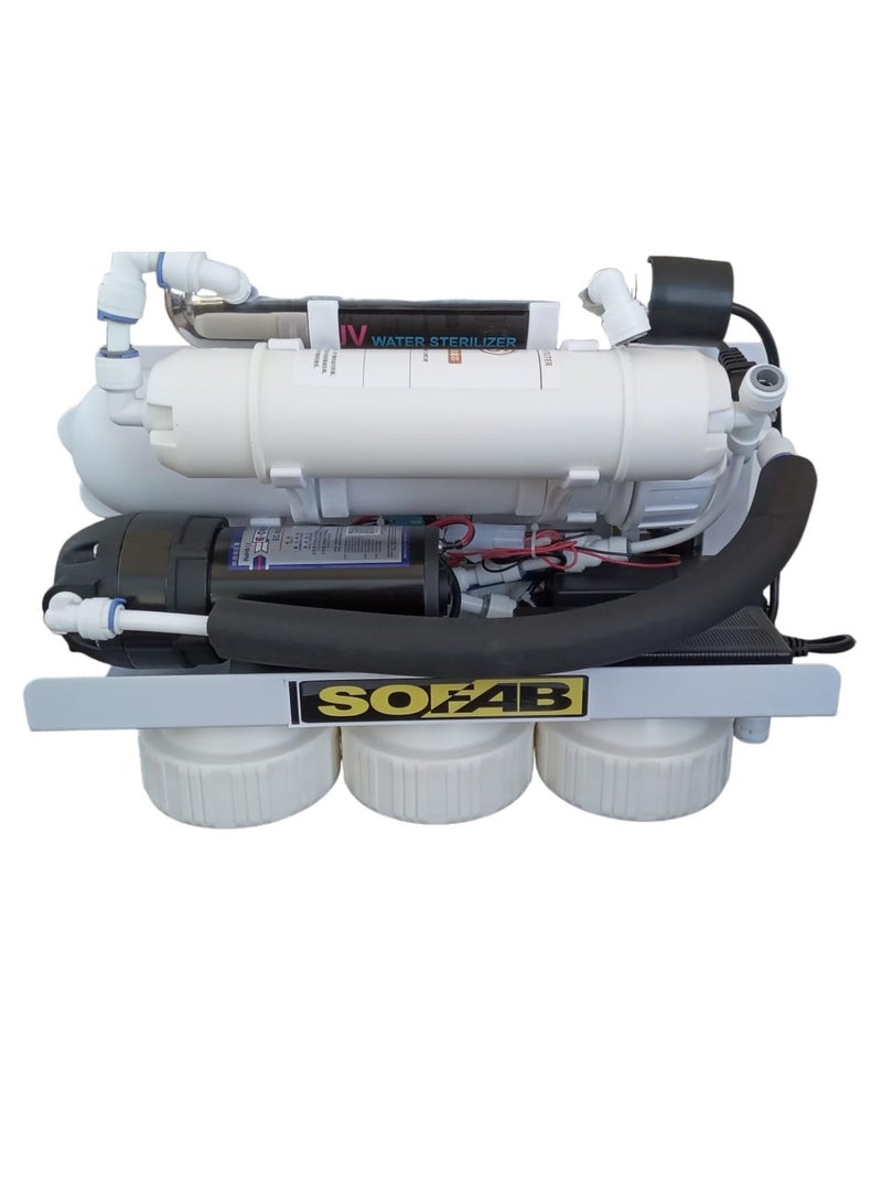 سوفاب جهاز تنقية مياه SOFAB – 8 مراحل | يحوّل مياه المدينة من 2000 TDS إلى 200 TDS (+200) | فلتر بكتيريا بدقة 0.0002 ميكرون | فلتر مسبق قابل للغسيل وإعادة الاستخدام | 378 لتر يومياً | تركيب مجاني وخدمة مجانية لمدة سنة - Image 2
