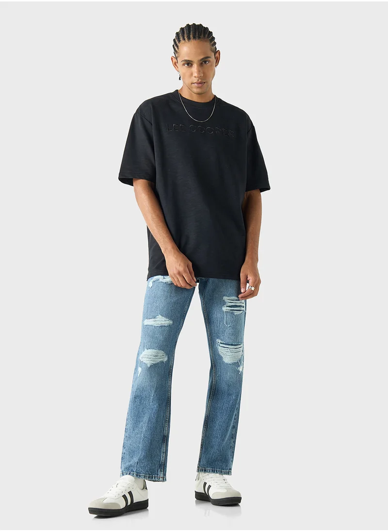 لي كوبر Lee Cooper Logo Embroidered Oversized T-shirt