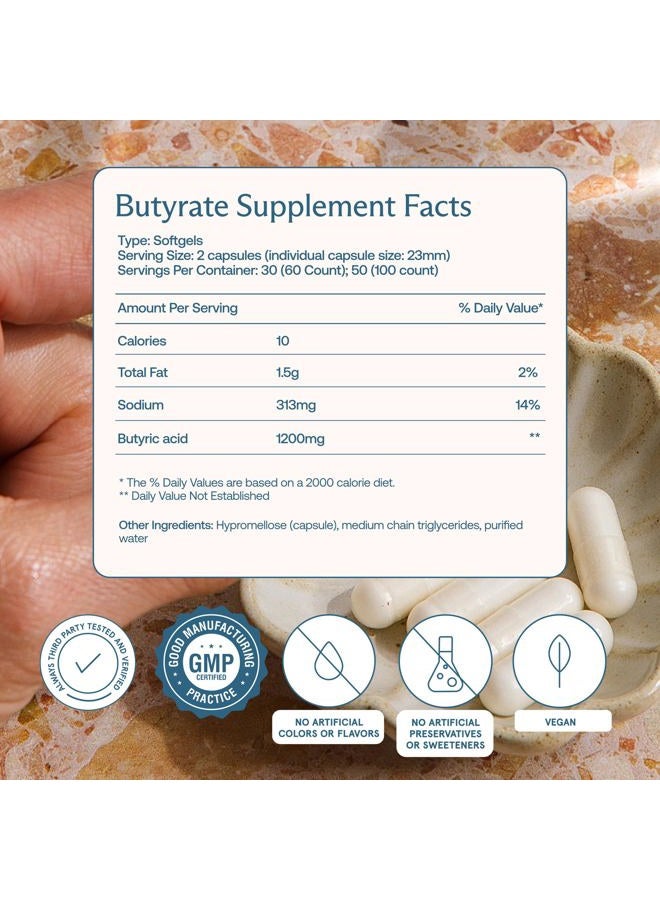 BodyBio Sodium Butyrate Capsules, 100 Caps, Gut Health Supplement, Supports Microbiome Balance, Brain Function & Immune Health, Leaky Gut Repair, 100% Pure Formula - Image 3