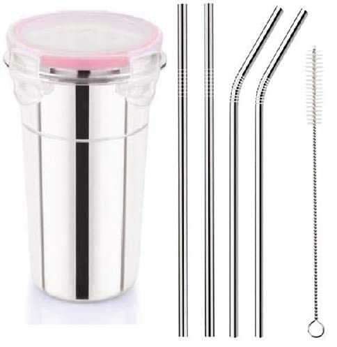 KIDINGTON Tumbler with Airtight Lid Cap Fusion BottleTiffin for Coffee Tea Beer Milk Lassi Butter Milk Glass Stainless Steel Tumbler for Traveling 400ML - Image 1