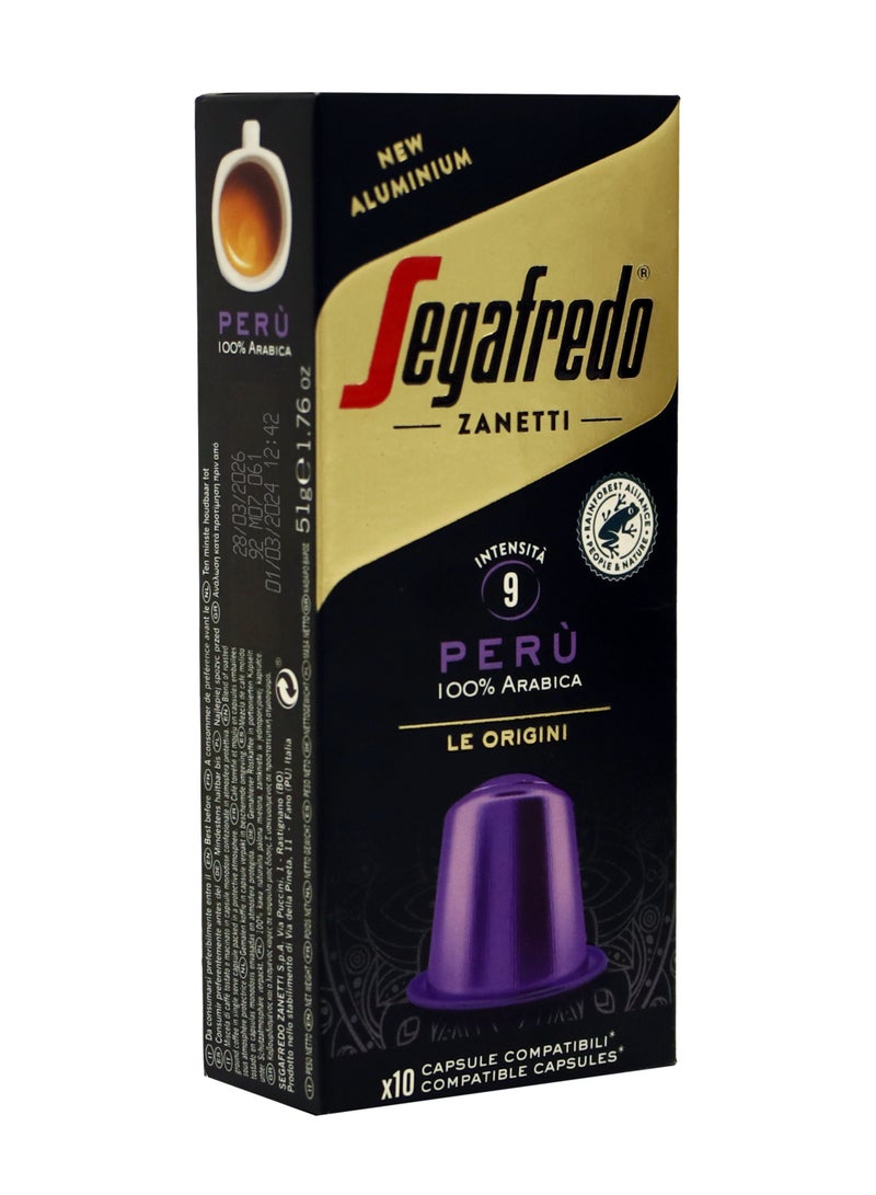 Segafredo Peru Aluminium Nespresso Compatible Coffee Capsules 10 Capsules (51g) - Image 2