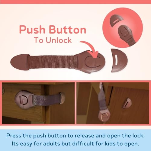 BabySafeHouse Safety Lock for Cabinet, Drawer, Fridge, Cupboard for Child & Infant Safety, Furniture Latch with 3M Adhesive (Pack of 6) (Brown) - Image 4