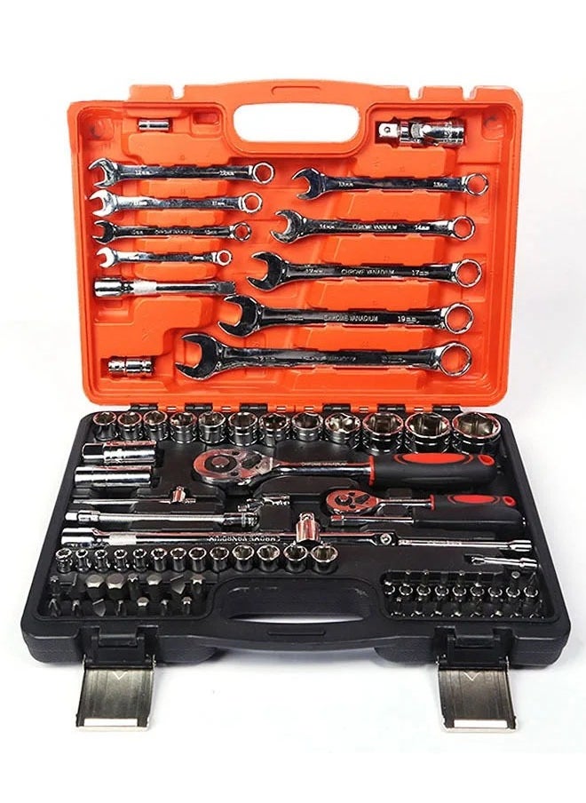 KLNAMAEAAN Household Tool Kits 82 Pcs Home Repair Maintaining DIY Hand Toolbox Portable Carbon Steel Hardware for Car Home Furniture Assembling Electric Appliances  - Image 1