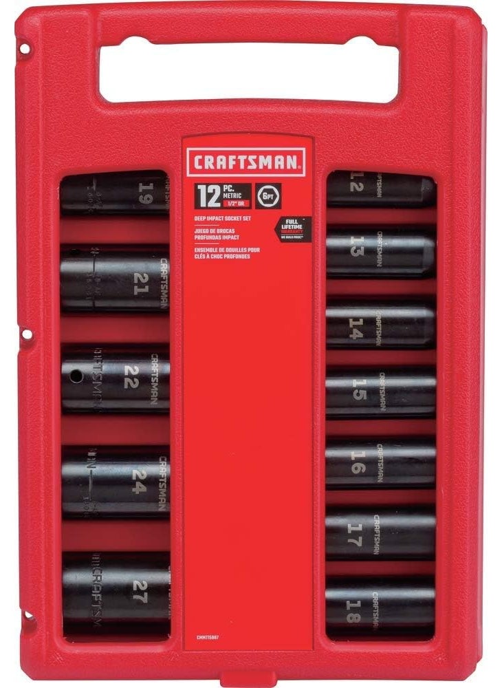 CRAFTSMAN CRAFTSMAN Impact Socket Set Metric 12Inch Drive Deep Impact Sockets 12Piece CMMT15887  - Image 1