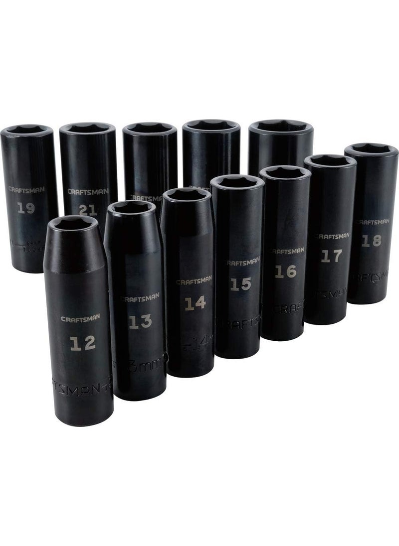 CRAFTSMAN CRAFTSMAN Impact Socket Set Metric 12Inch Drive Deep Impact Sockets 12Piece CMMT15887  - Image 3