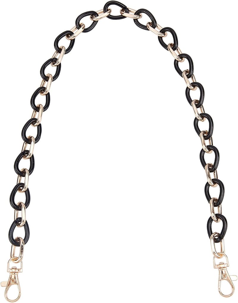 comfrt 24 Inch Resin Bag Chain Strap, Acrylic Handbag Chain Shoulder Bag Chain Strap Replacement Purse Clutches Handles Bag Chain Accessories Charms Crossbody Decoration Chain, Black - Image 1