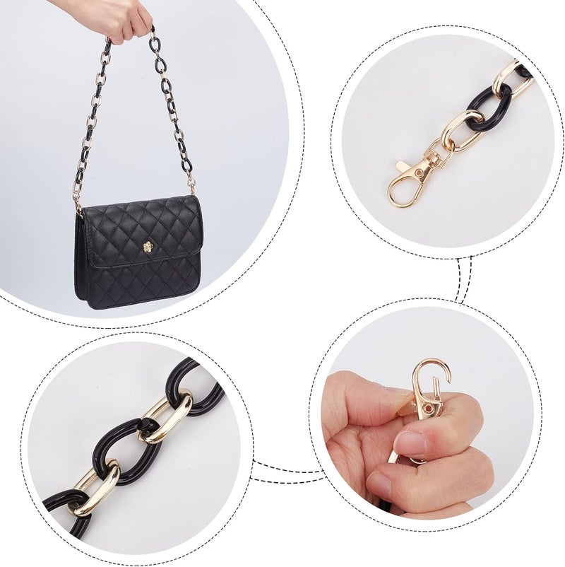comfrt 24 Inch Resin Bag Chain Strap, Acrylic Handbag Chain Shoulder Bag Chain Strap Replacement Purse Clutches Handles Bag Chain Accessories Charms Crossbody Decoration Chain, Black - Image 2