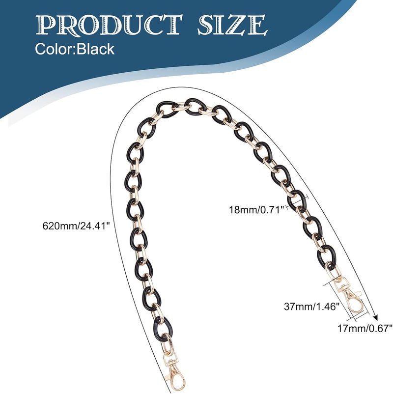 comfrt 24 Inch Resin Bag Chain Strap, Acrylic Handbag Chain Shoulder Bag Chain Strap Replacement Purse Clutches Handles Bag Chain Accessories Charms Crossbody Decoration Chain, Black - Image 3