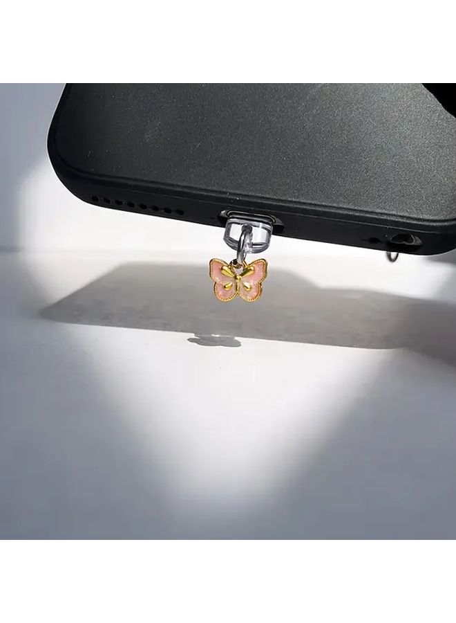 Mini Pink Butterfly Phone Dust Plug For Type-C Charging Port Protector - Image 5