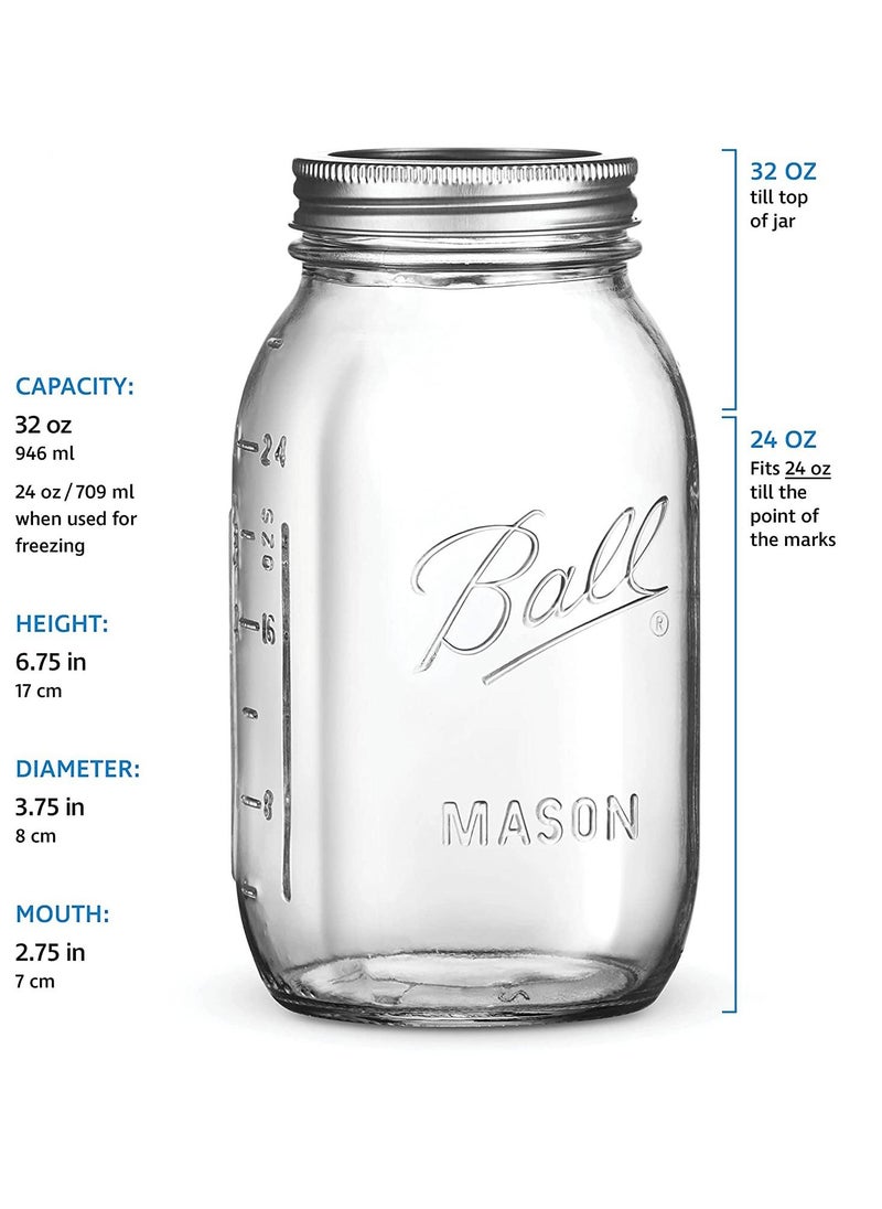 SYOSI Ma son Jars with Lids and Bands, Regular Mouth Ma son Jars, Jars Ideal for Jams, Jellies, Conserves, Preserves, and Pizza Sauce(BALL32OZ 2PCS)  - Image 5