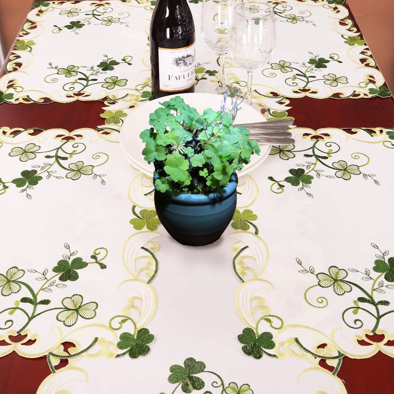 Simhomsen Embroidered Irish Clover St. Patrickâ€™s Day Table Runner, Spring Shamrock Decorations (14 x 69 inches) - Image 5
