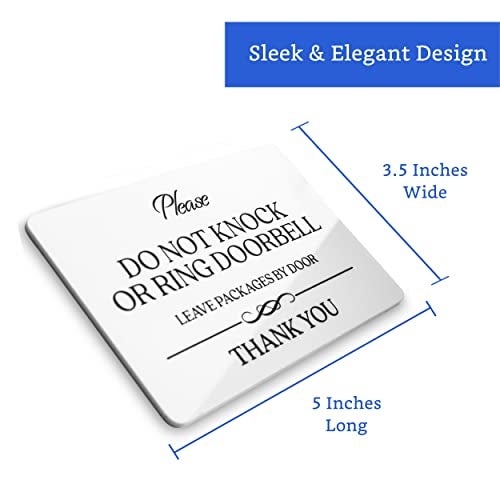 GLOBE ROCKET Do Not Knock or Ring Doorbell Sign (White Acrylic 5 x 3.5 in) - Please Do Not Ring Doorbell Sign - No Knocking Door - No Soliciting for House - Image 2
