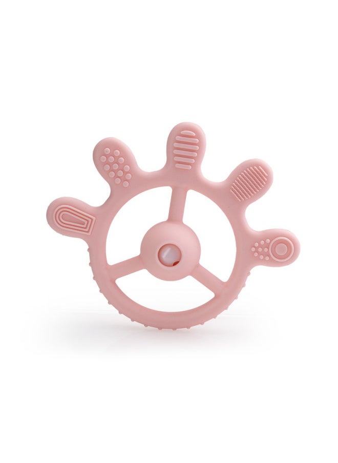 Generic Baby Palm Rattle Teeth Gel Food Grade Soothing Toy Grinding Stick Bite Hand Rattle Baby Teeth Gel-Color:Pink  - Image 1