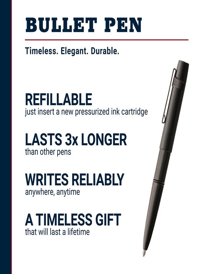 Fisher Space Pen Matte Black X-Mark Flat Cap Bullet Pen, Pressurized Ballpoint Pen, Compact Size, Writes Upside Down and in Extreme Temperatures, Black Ink, Medium Point, Pocket Clip, Made in the USA - Image 2